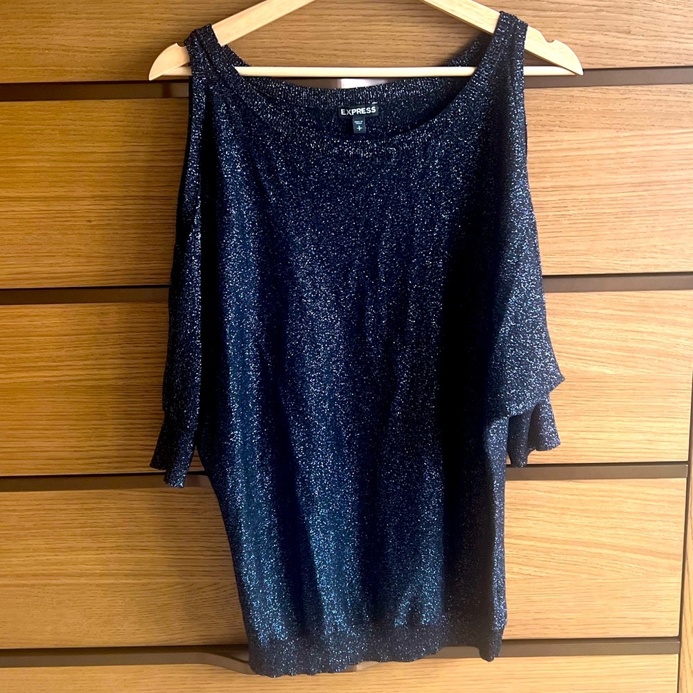 Express Women’s Cold Shoulder Sparkle Top